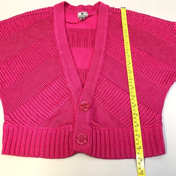 Worthington Cropped Cardigan Sweater, Hot Pink, Sz M - Picture 6 of 8